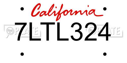 7LTL324 California License Plate