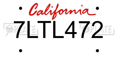 7LTL472 California License Plate