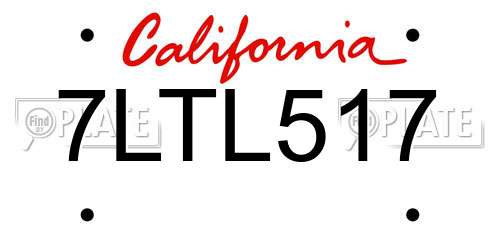 7LTL517 California License Plate