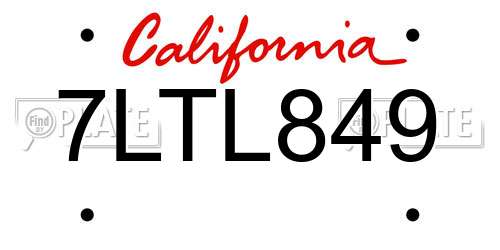 7LTL849 California License Plate