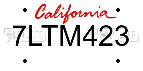 7LTM423 California License Plate