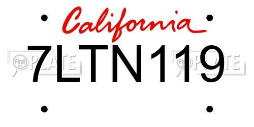 7LTN119 California License Plate