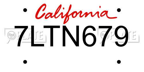 7LTN679 California License Plate
