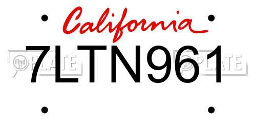 7LTN961 California License Plate