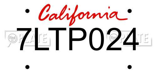 7LTP024 California License Plate