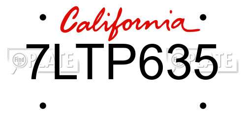 7LTP635 California License Plate