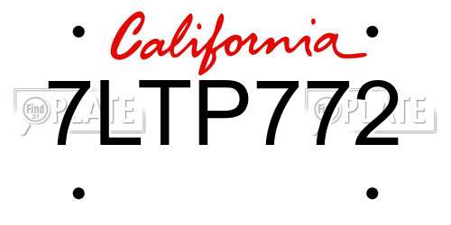 7LTP772 California License Plate