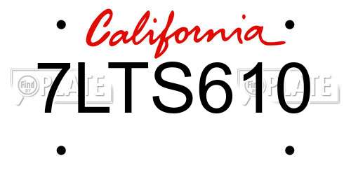 7LTS610 California License Plate