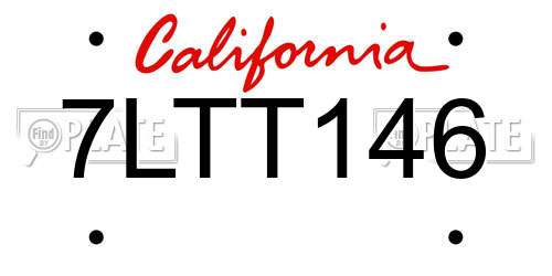7LTT146 California License Plate
