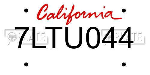 7LTU044 California License Plate