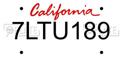 7LTU189 California License Plate