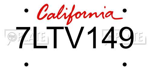 7LTV149 California License Plate