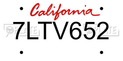 7LTV652 California License Plate