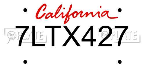 7LTX427 California License Plate