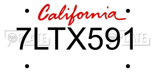 7LTX591 California License Plate