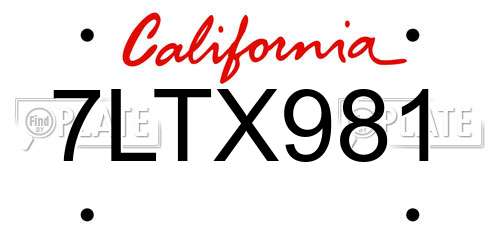 7LTX981 California License Plate