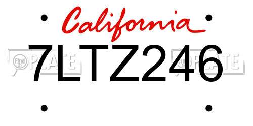 7LTZ246 California License Plate
