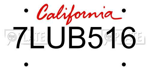 7LUB516 California License Plate