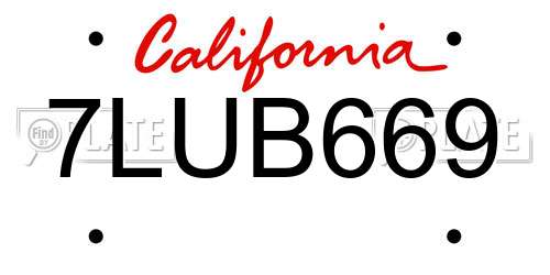 7LUB669 California License Plate
