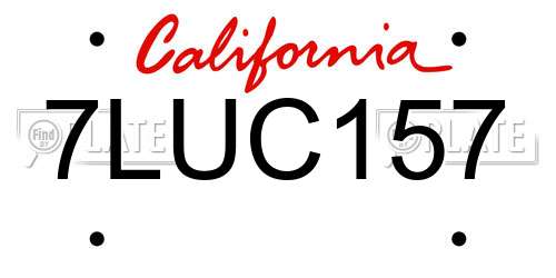 7LUC157 California License Plate