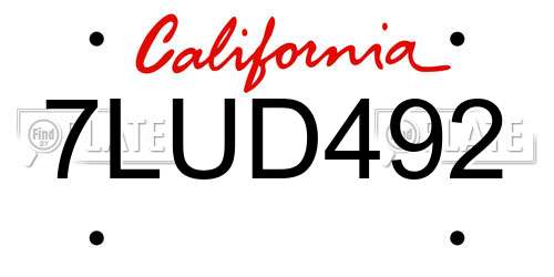 7LUD492 California License Plate