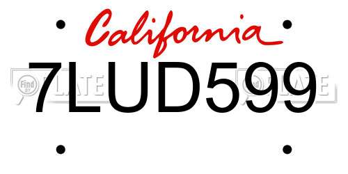 7LUD599 California License Plate