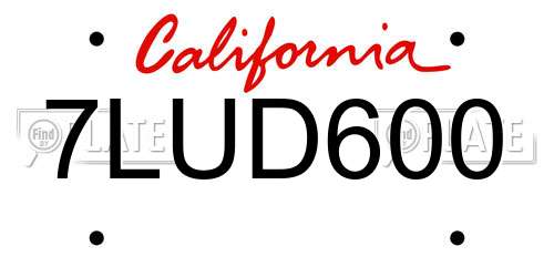 7LUD600 California License Plate