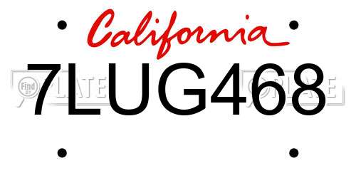 7LUG468 California License Plate
