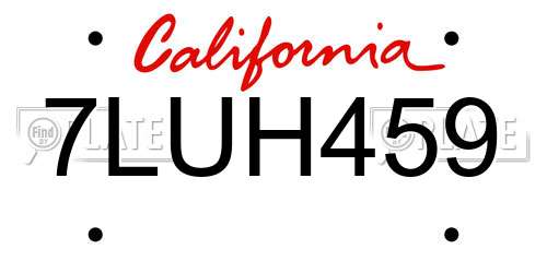 7LUH459 California License Plate