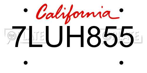 7LUH855 California License Plate