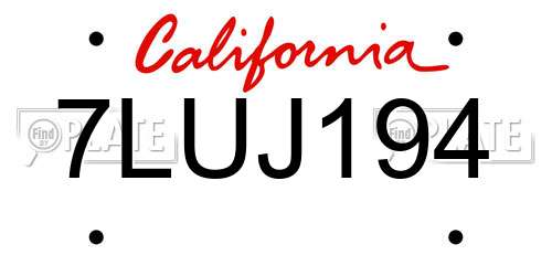 7LUJ194 California License Plate