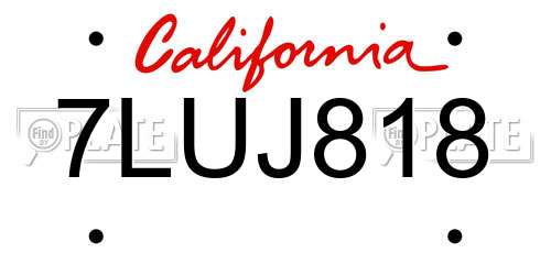 7LUJ818 California License Plate