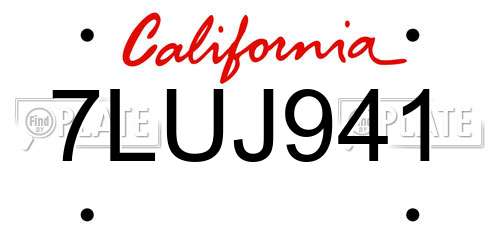 7LUJ941 California License Plate