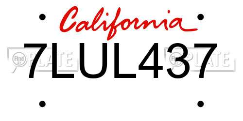7LUL437 California License Plate
