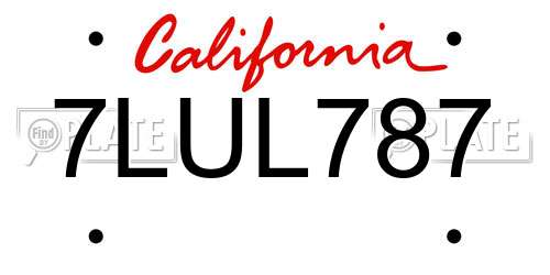 7LUL787 California License Plate
