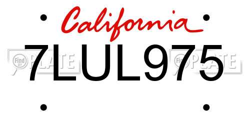 7LUL975 California License Plate
