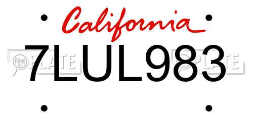 7LUL983 California License Plate