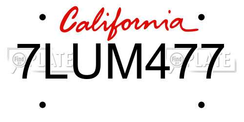 7LUM477 California License Plate