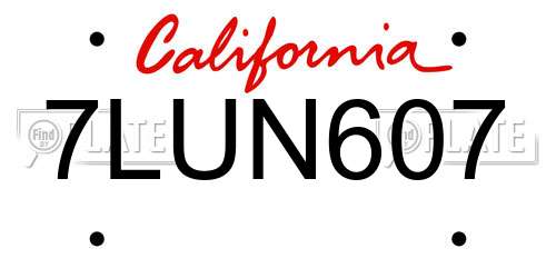 7LUN607 California License Plate