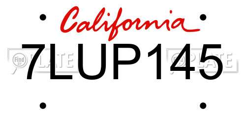 7LUP145 California License Plate