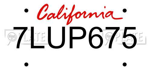 7LUP675 California License Plate