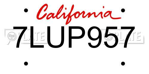 7LUP957 California License Plate