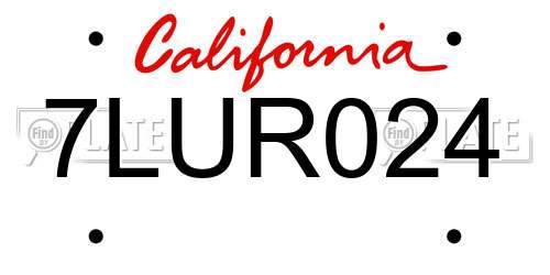 7LUR024 California License Plate