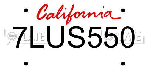 7LUS550 California License Plate