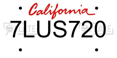 7LUS720 California License Plate
