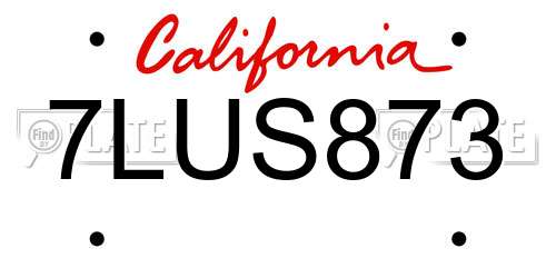 7LUS873 California License Plate