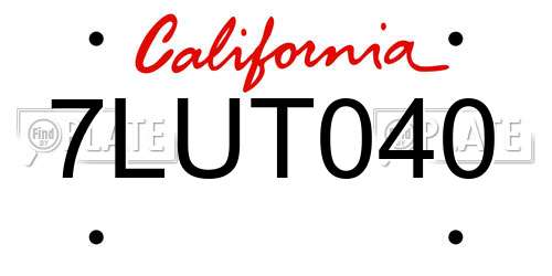 7LUT040 California License Plate