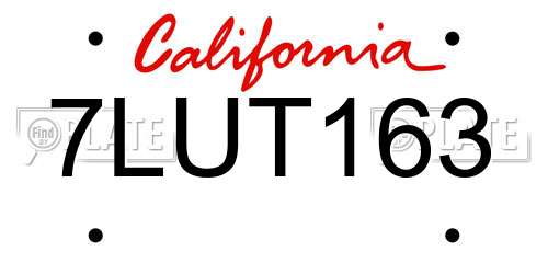7LUT163 California License Plate