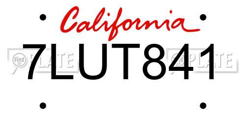 7LUT841 California License Plate