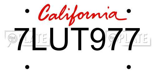 7LUT977 California License Plate
